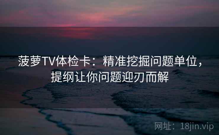 菠萝TV体检卡：精准挖掘问题单位，提纲让你问题迎刃而解