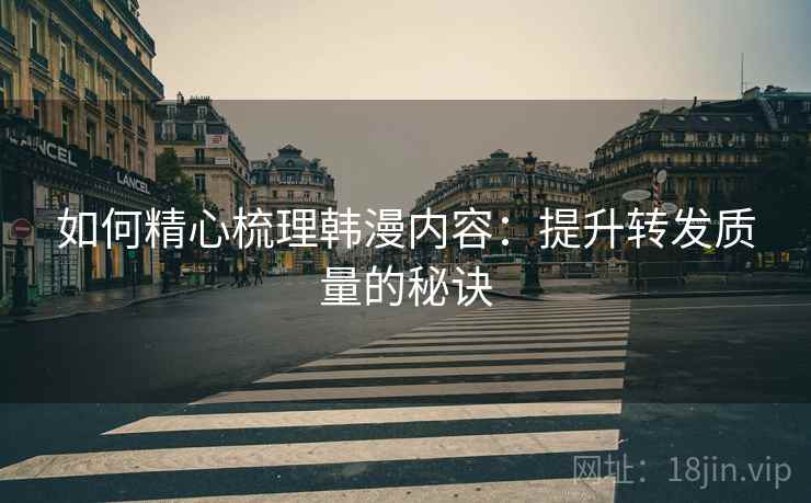如何精心梳理韩漫内容：提升转发质量的秘诀